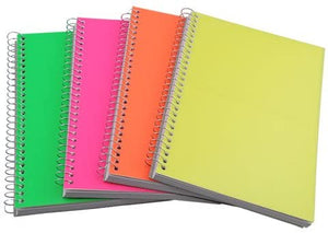 Spiral Notebooks With Neon Plastic Covers,5x7 Inches, Spiral Notebooks With Neon Plastic Covers,5x7 Inches, Wirebound Spiral Notebooks, Wide Ruled, Hole Punch Perforated Sheets (2-ct.Pack)