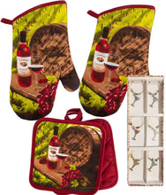 Load image into Gallery viewer, Kitchen Oven Mitt Pot Holder Set Red Kitchen Linens Oven Mitt Pot Holder Pack