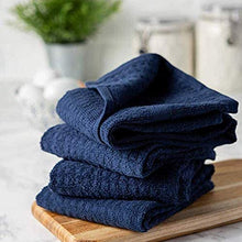Load image into Gallery viewer, Kitchen Towel Set with 2 Quilted Pot Holders, Oven Mitt, Dish Towel, Dish Drying Mat, 2 Microfiber Scrubbing Dishcloths (Black)
