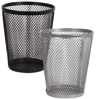 JOT Wire Mesh Pencil Holder Cup, 4.5 Inch - Black & Silver