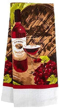 Load image into Gallery viewer, Home Collection Wine Themed Kitchen Towel Set with 2 Quilted Pot Holders, 2 Dish Towels and 1 Oven Mitt (red)