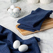Load image into Gallery viewer, Kitchen Towel Set with 2 Quilted Pot Holders, Oven Mitt, Dish Towel, Dish Drying Mat, 2 Microfiber Scrubbing Dishcloths (Black)