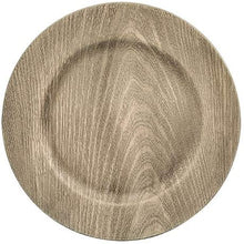 Load image into Gallery viewer, Faux Wood Charger Plates in Grey or Gold set of 4