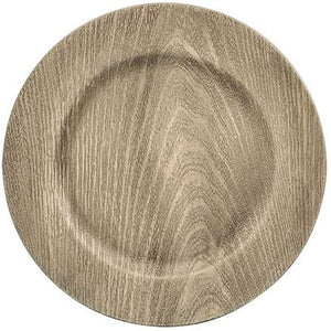 Faux Wood Charger Plates in Grey or Gold set of 4