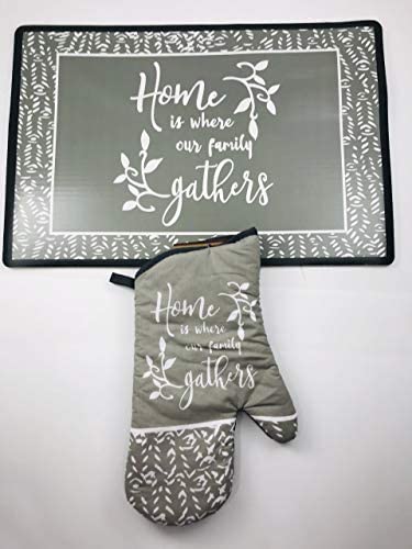 Kitchen Oven Mitt Pot Holder Set Kitchen Linens Pack (Black)