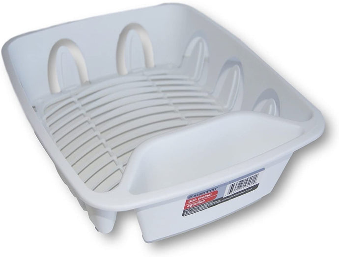 Essentials White Plastic Dish Drainer - 11.25'' x 13.75'' x 4.25''