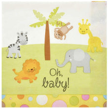 Load image into Gallery viewer, Oh Baby Gender Neutral Gender Reveal Safari Jungle Baby Shower Party Supplies Set! Paper Plates Paper Cups Napkins! Party Animals For Baby Shower For Boy Or Girl!