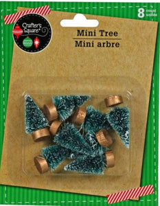 Mini Pine Frosted Christmas Trees for Crafts - 8 Ct./1.625" Tall