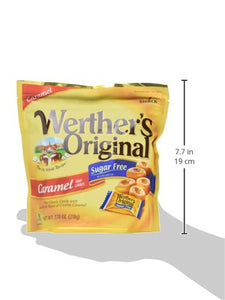 WERTHER'S ORIGINAL Sugar Free Caramel Hard Candy, 1.46 Ounce Bag (Pack of 12), Hard Candy, Bulk Candy, Individually Wrapped Candy Caramels, Caramel Candy Sweets, Bag of Candy, Hard Candy Bulk
