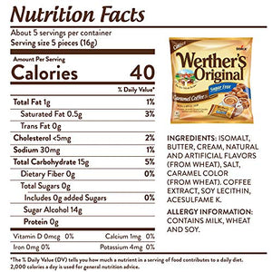 WERTHER'S ORIGINAL Sugar Free Caramel Hard Candy, 1.46 Ounce Bag (Pack of 12), Hard Candy, Bulk Candy, Individually Wrapped Candy Caramels, Caramel Candy Sweets, Bag of Candy, Hard Candy Bulk