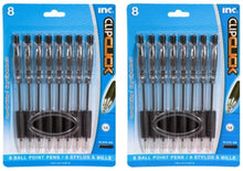 Load image into Gallery viewer, Inc Clipclick Black Ballpoint Pens, 2 Packs, 8 Count Each, Black Ballpoint 1.0mm, Comfort Grip