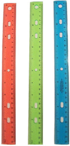 Jot 12 Inch Plastic Rulers, 3 Pack Assorted