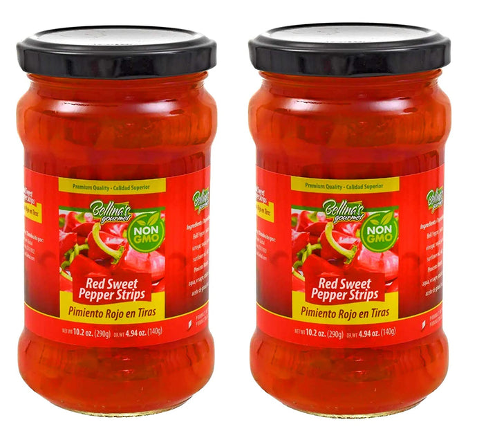 Bellina's Gourmet Red Sweet Pepper Strips (Pimiento Rojo en Tiras) 10.2 oz