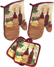 Load image into Gallery viewer, Kitchen Oven Mitt Pot Holder Set Red Kitchen Linens Oven Mitt Pot Holder Pack