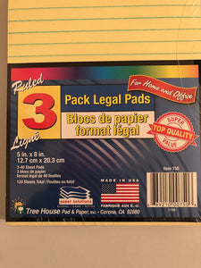 Legal Ruled Notepads - 3 Pack