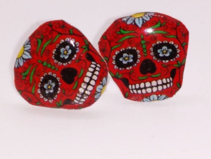 Earrings of Red skulls