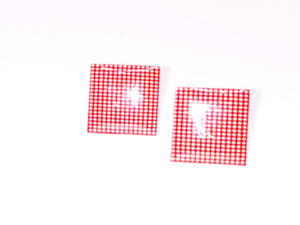 Earrings Red Square whit white points
