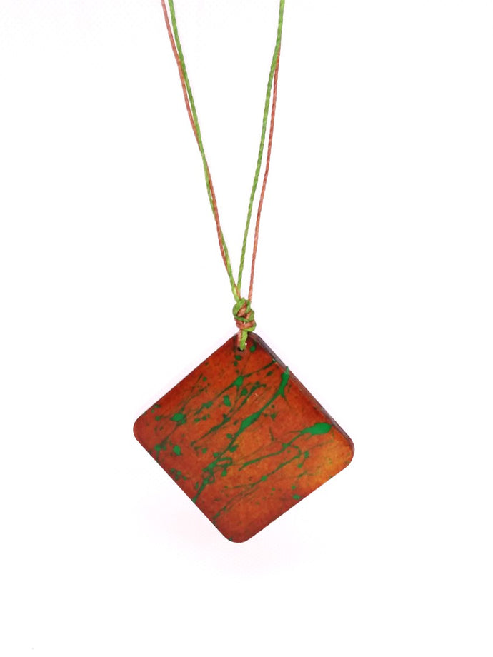 Hand painted Brown-Green - necklace