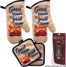 Load image into Gallery viewer, Kitchen Oven Mitt Pot Holder Set Red Kitchen Linens Oven Mitt Pot Holder Pack