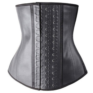 Women Latex Steel Boned Firm Slim Colombian Waist Cincher Trainer Trimmer Underbust Corset Weight Loss Shaper Black Plus Size